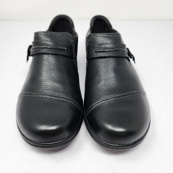 Clarks Womens Black Cheyn Leather Slip-On Loafers UK 7 US 9.5 NEW - Picture 1 of 8